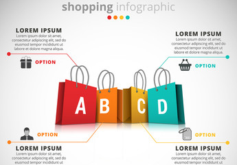 Shopping Infographic with Bags Illustration