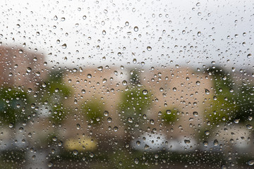 Raindrops on a window glass