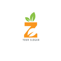 Initial Letter Z With Leaf Logo