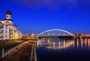 Apollo bridge in Bratislava, Harbour building, Slovakia