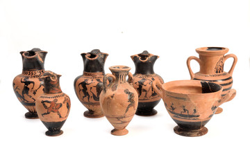 collection of original Greek vase from archaeological excavation