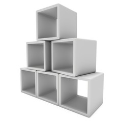 Obraz premium Product display boxes. 3D render isolated on white. Platform or Stand Illustration. Template for Object Presentation.