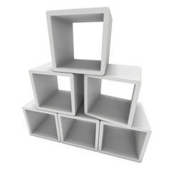 Product display boxes. 3D render isolated on white. Platform or Stand Illustration. Template for Object Presentation.