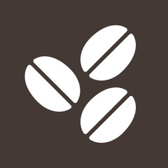 Coffee beans icon on brown background, flat design style. Vector illustration eps 10.