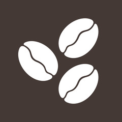 Coffee beans icon on brown background, flat design style. Vector illustration eps 10.