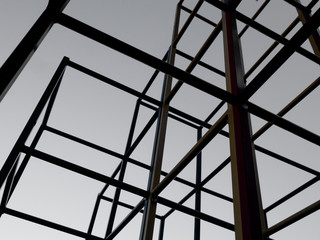 Children's climbing frame, angular abstract.