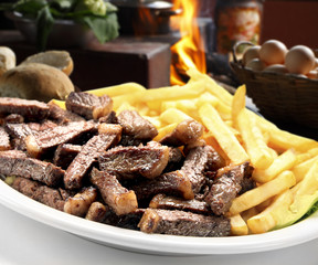 fries with Brazilian picanha