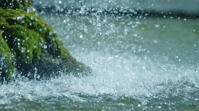 SLOW MOTION: macro shot of a fountain in Peterhof Palace