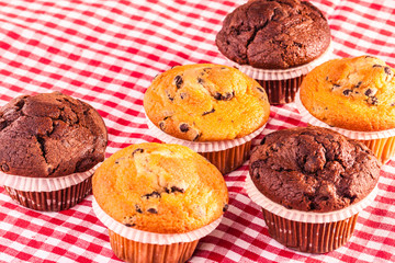 Some Muffins on table