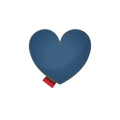Denim heart icon. Jeans cotton textile and texture theme. Isolated design. Vector illustration
