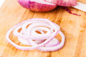 onion rings on cutting board