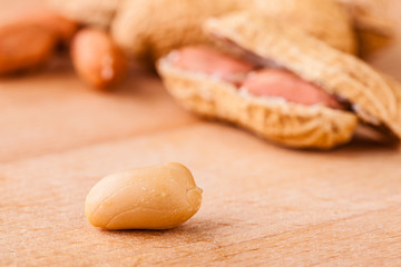 peanuts on wood macro