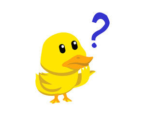 Duck with question mark cartoon character