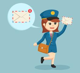 postwoman with mail notification callout