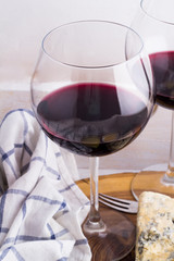 glass of red wine and cheese