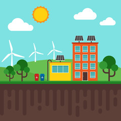 City of renewable energy concept