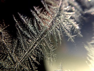 Close up of frost on a windshield
