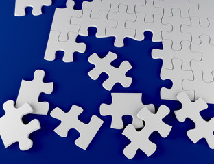 puzzle on blue background 3D illustration strategy problem