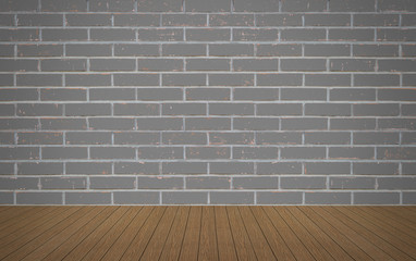 Perspective wood over grey brick wall background, room, table, i