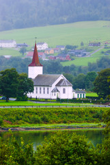Landscape with church. The county of More og Romsdal. Norway