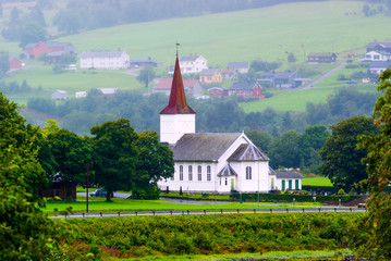 Landscape with church. The county of More og Romsdal. Norway