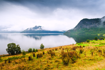 Stunning views of the fjord. The county of More og Romsdal. Norway
