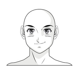 face boy anime manga comic bald outline vector illustration eps 10