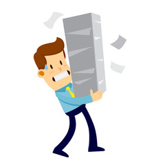 Businessman Carrying Pile of Papper Work