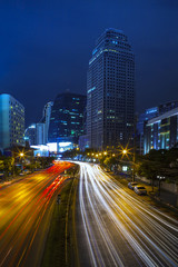 Obraz na płótnie Canvas night scene traffic road in bangkok thailand