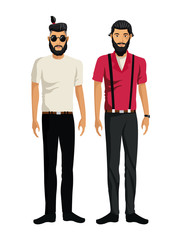 two men bearded look design hipster vector illustration eps 10