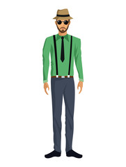 Obraz premium man bearded casual fashion hat glasses pants suspenders vector illustration eps 10