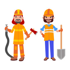 People builder and firefighter professions vector illustration.