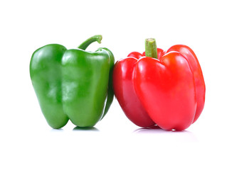 green and red chili isolated on white background