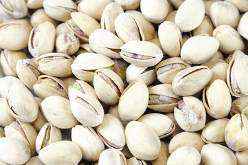fresh roasted pistachio as food background