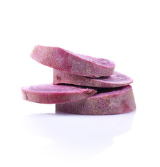 yam potatoes close up on white background