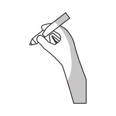 human hand with a pencil icon over white background. vector illustration