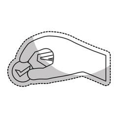 human hand with checkmark  icon over white background. vector illustration