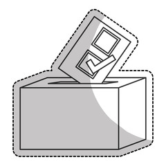 box of vote with voting card icon over white background. vector illustration