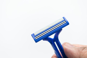 Razor blade on white background