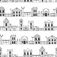 seamless pattern with different houses