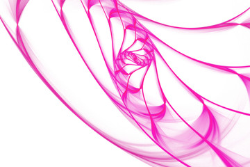 Neon swirl. Abstract colorful lines on white background. Minimalistic fractal design in pink colors. Digital art. 3D rendering.
