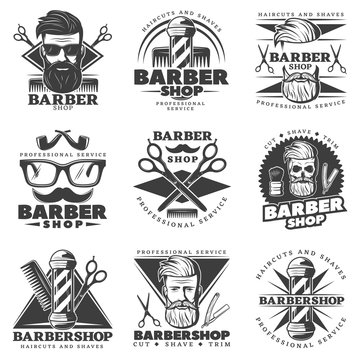 Vintage Barber Hipster Labels