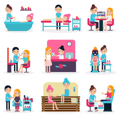 Beauty Salon People Flat Collection 