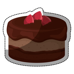 strawberry embellished cake pastry icon image vector illustration design 