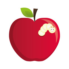 apple with happy worm icon image vector illustration design 