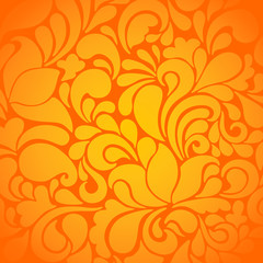 Seamless tracery pattern. Vector ornament. Orange floral pattern. Tracery background. Abstract ornament. Ornamental seamless pattern. - 133049980