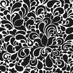 Seamless tracery pattern. Vector ornament. Black floral pattern. Tracery background. Abstract ornament. Ornamental seamless pattern. - 133049986