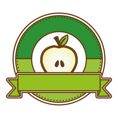 apple emblem with banner image vector illustration design 