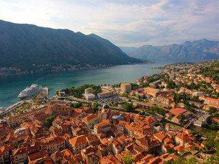 Kotor old city wide angle.Montenegro