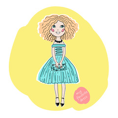 Cute girl vector illustration. T-shirt print.